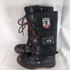 Pajar Waterproof Snow Boots -30 US 4-4.5 EU 36 Black Red Lace Up Zip Winter Tall